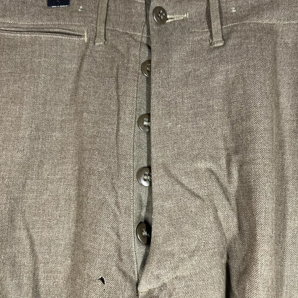 Vintage Pants Mens 31x31 Green Tweed Wool Army WWII Button Fly Lined Straight